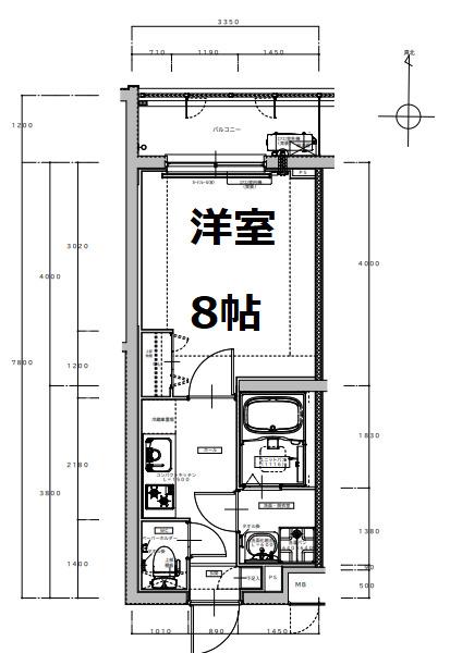 グランカーサ京都駅前(1K/4階)の間取り写真