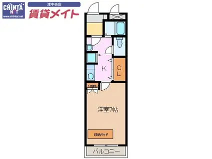 リッツハウスII八町(1K/2階)の間取り写真