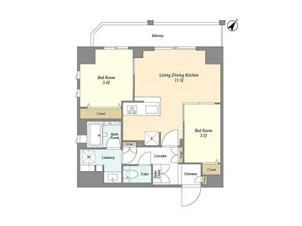 リテラス三ノ輪ウエスト(2LDK/7階)の間取り写真