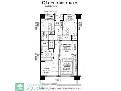 グランベルク(3LDK/3階)の間取り写真