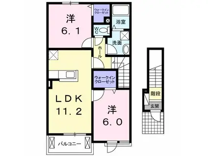 オレンジ グローブ(2LDK/2階)の間取り写真