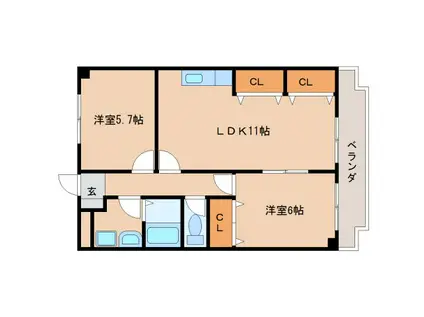 アメニティ前栽I(2LDK/3階)の間取り写真