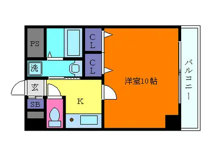 ソレアード岡本南(1K/2階)の間取り写真