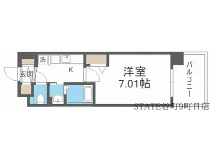 LUXE大阪城南(1K/4階)の間取り写真