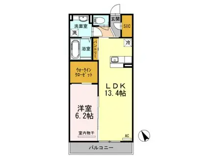 D-ROOM泉中央(1LDK/2階)の間取り写真