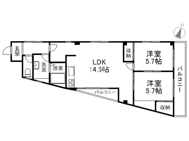リーブルーノ井(2LDK/3階)の間取り写真
