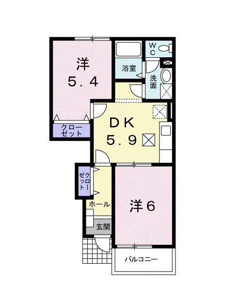 ユーヒルズ大崎(2DK/1階)の間取り写真
