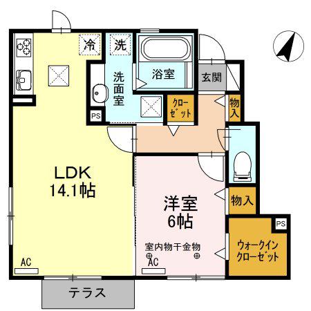 インペリアル(1LDK/1階)の間取り写真