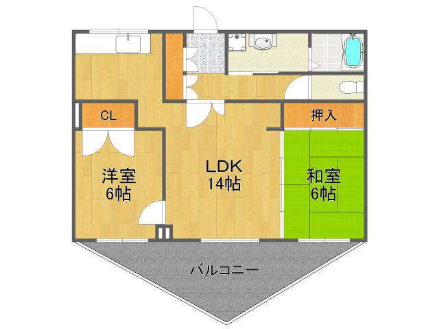 松永マンション(2LDK/1階)の間取り写真