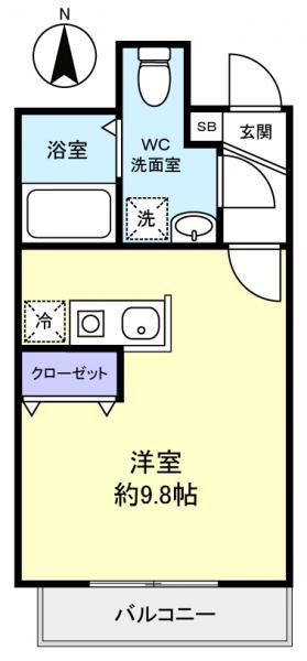ミリアビタ薬園台II(ワンルーム/1階)の間取り写真