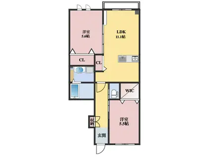 サンモール・フェリシア(2LDK/1階)の間取り写真