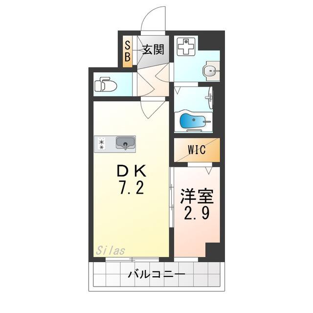 ファーストフィオーレ吹田ウインズテラス(1DK/3階)の間取り写真