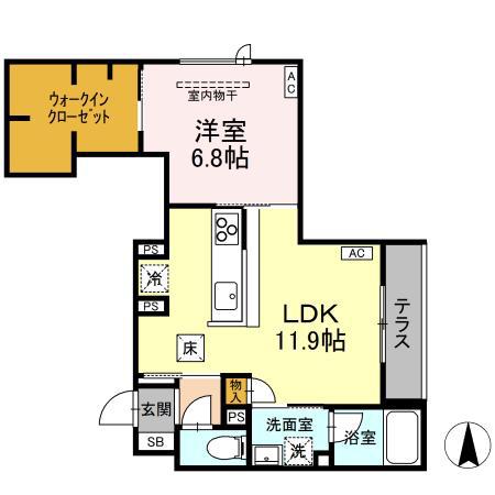シャーメゾン大和東レジデンス(1LDK/1階)の間取り写真
