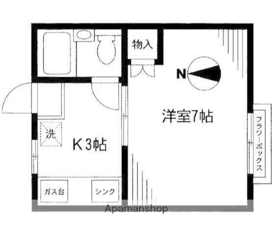 ローズハイム(1K/2階)の間取り写真