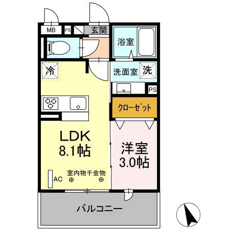 CASTILLO(1LDK/3階)の間取り写真