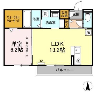 KADAN(1LDK/2階)の間取り写真