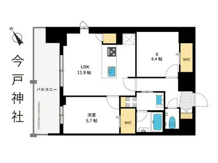 東京マンション(1SLDK/10階)の間取り写真