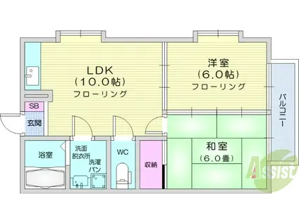 レジデンス庄子(2LDK/2階)の間取り写真