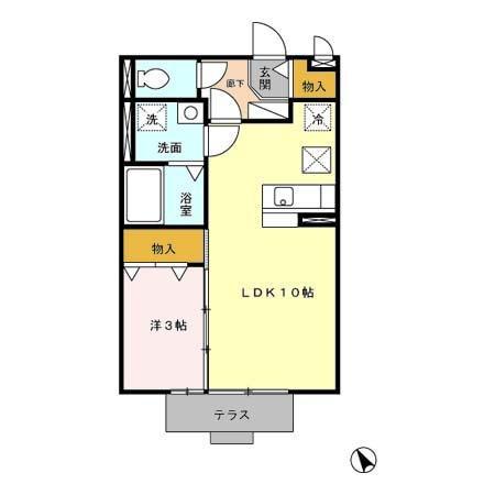K・ブロッサムⅡ(1LDK/1階)の間取り写真