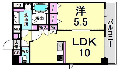 プレサンスKOBEティアラ(1LDK/8階)の間取り写真