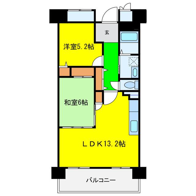サクラハイム浦江(2LDK/8階)の間取り写真