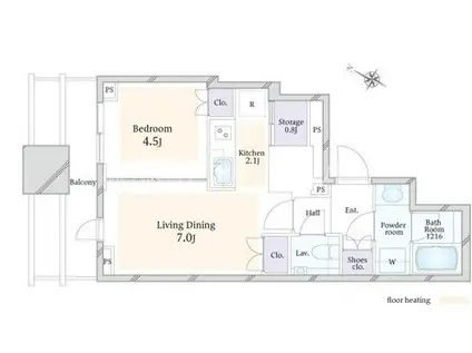 パークコート千代田四番町(1LDK/8階)の間取り写真