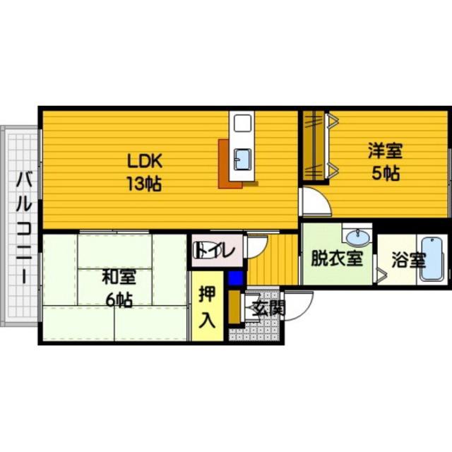 ディアス城南(2LDK/2階)の間取り写真