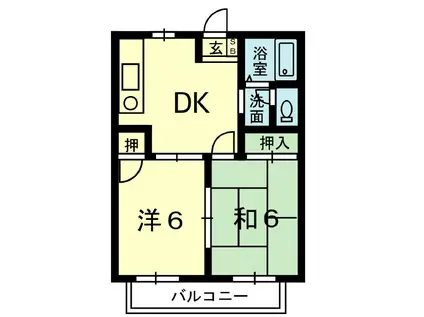 コーポ緑(2DK/2階)の間取り写真