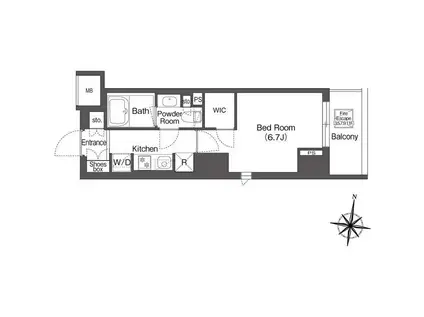 コンフォリア森下リバーサイド(1K/7階)の間取り写真