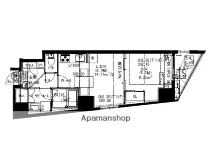 ミライズ横濱桜木町レジデンス(1LDK/8階)の間取り写真