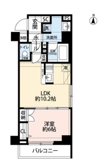 プレール・ドゥーク錦糸町V(1LDK/4階)の間取り写真