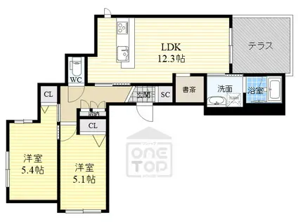 シャーメゾンエリゼ(2LDK/2階)の間取り写真