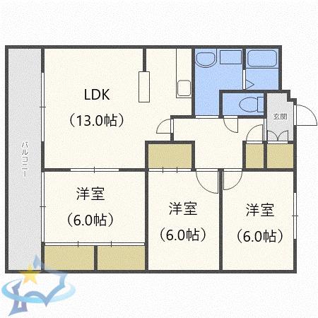 メゾン伏見(3LDK/2階)の間取り写真