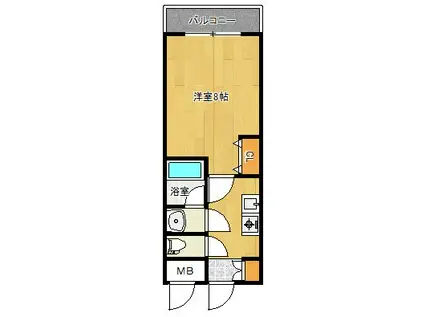 ヒルズ川端(1K/3階)の間取り写真