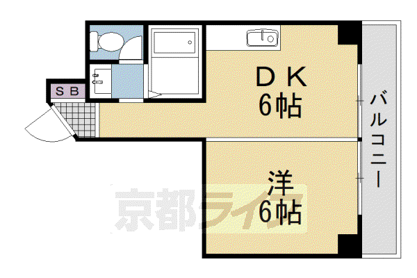 第20洛西ハイツ久我(1DK/5階)の間取り写真