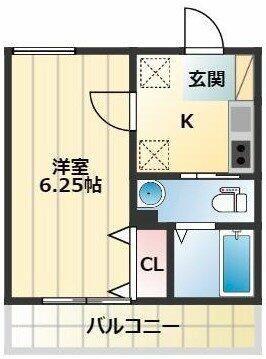 グラン山手(1K/3階)の間取り写真