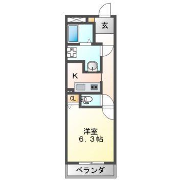 FLANER(1K/1階)の間取り写真