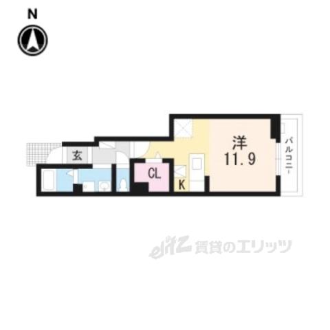 フロレスタ プリマヴェーラ(ワンルーム/1階)の間取り写真