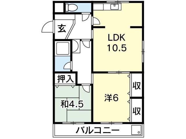 アスカハイツ(2LDK/1階)の間取り写真