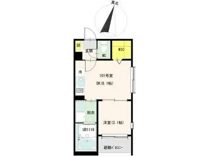 ハーモニーテラスひかり(1DK/1階)の間取り写真