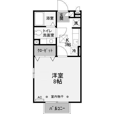 アイリスB(1K/1階)の間取り写真