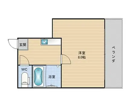 アワーズ長柄(1K/5階)の間取り写真