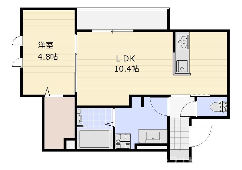 ASHIARI(1LDK/3階)の間取り写真