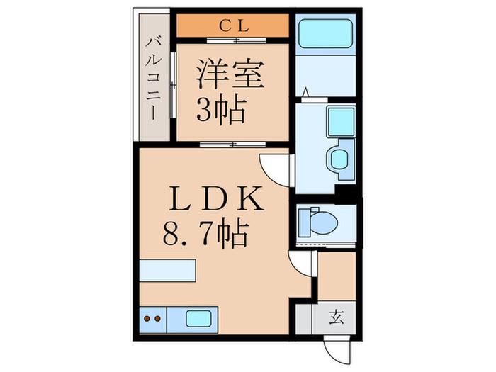 FIKA戸畑(1LDK/1階)の間取り写真