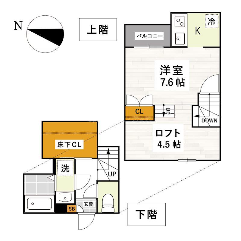 ADC飯塚イオ(1K/2階)の間取り写真