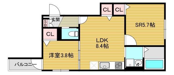 F ASECIA IASO(1SLDK/3階)の間取り写真