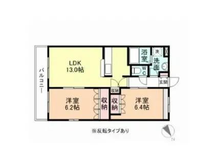 GREENWIND大久保(2LDK/2階)の間取り写真