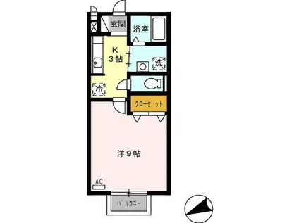 レーベン御殿場ヒルズ 壱番館(1K/2階)の間取り写真