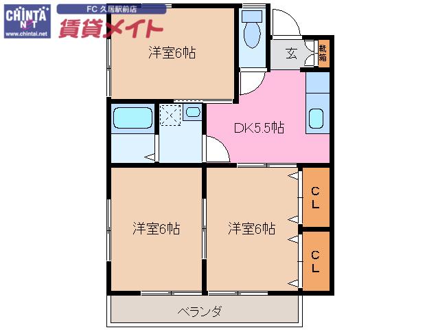 ヴィンテージ エミール(3DK/1階)の間取り写真