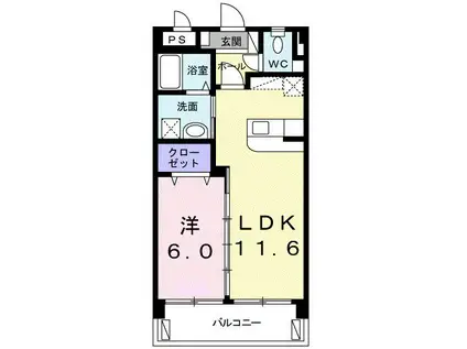 レアハウス(1LDK/2階)の間取り写真